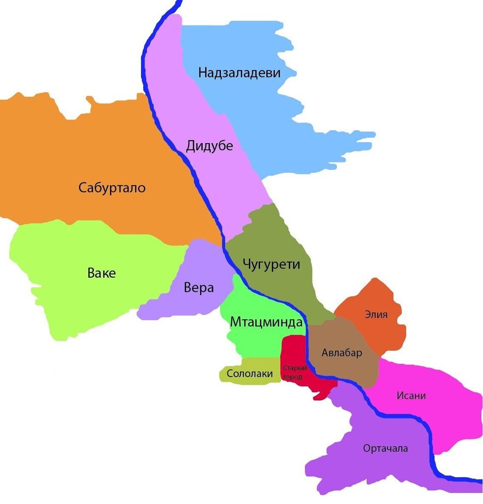 Схема-карта районов Тбилиси