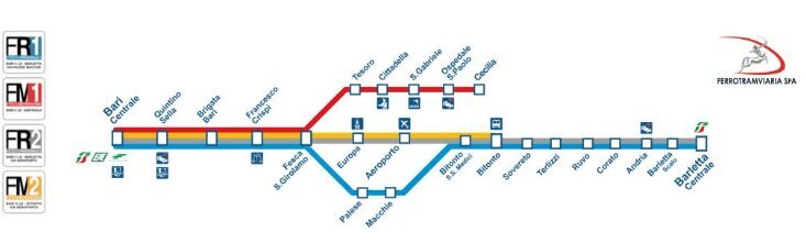 Карта-схема линий метро в Бари