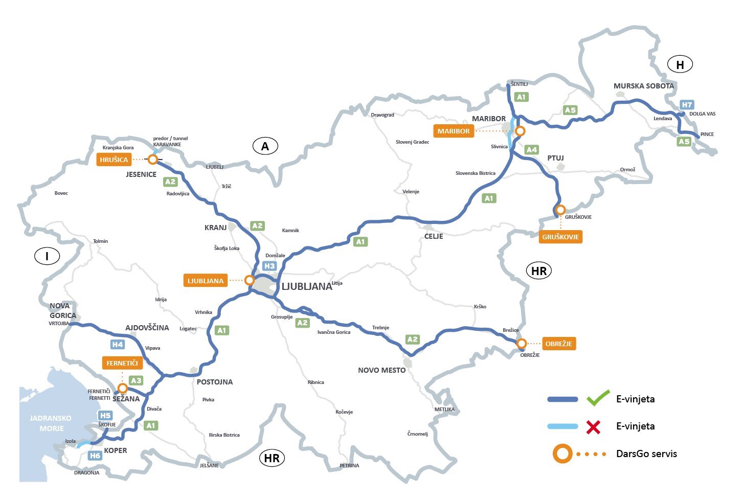 Схема платных дорог Словении