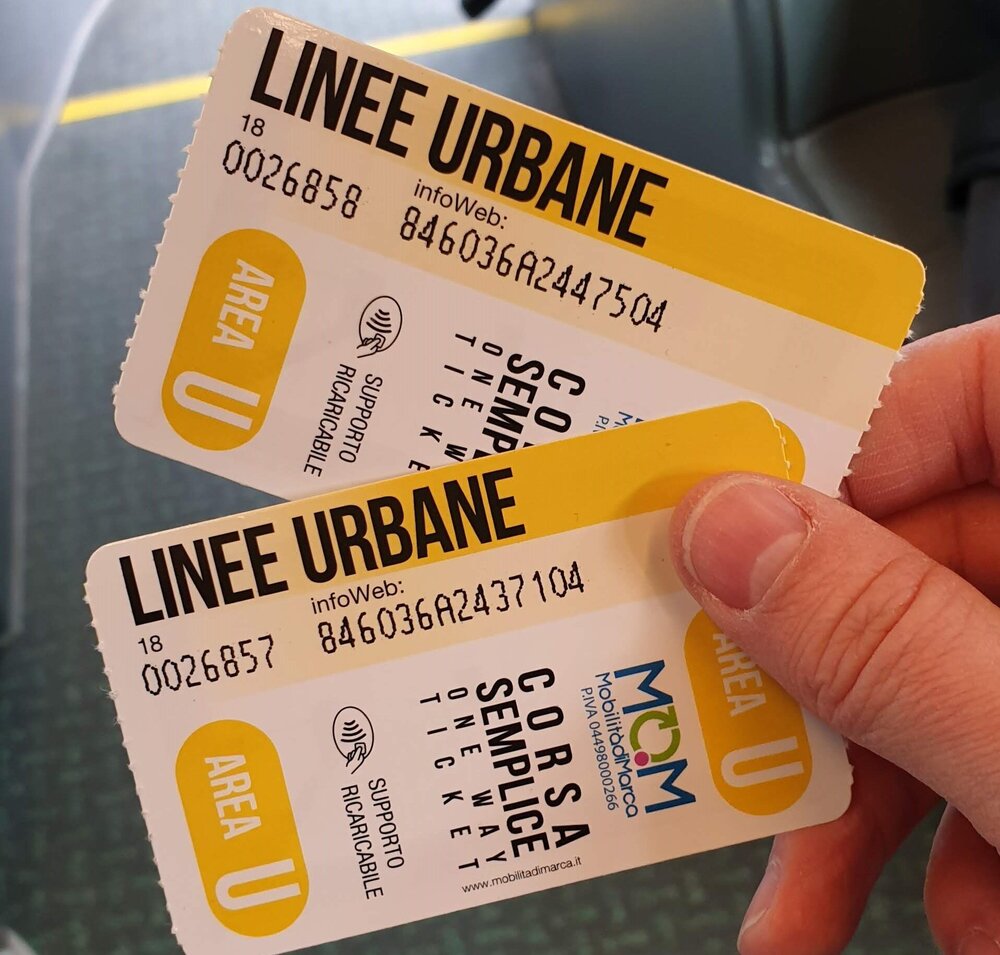 Ticket for a single ride on a Treviso city bus