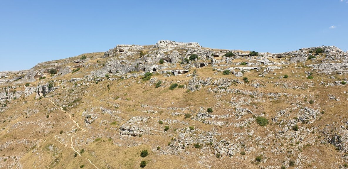 View of the Murgia Materano Park: cave churches and houses outside the city limits
