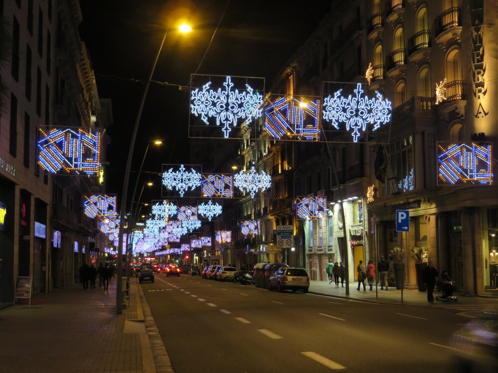 Festive illumination of the streets of Barcelona