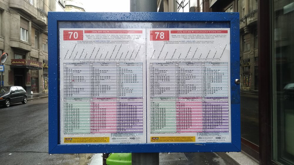 This is what the schedule looks like at the stops