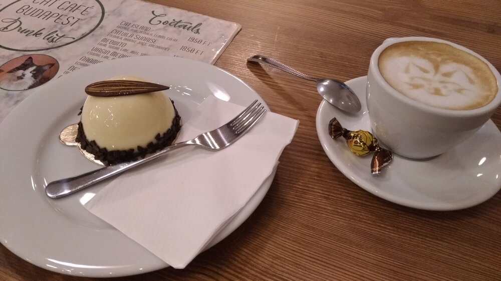 Desserts and coffee from Cat Café